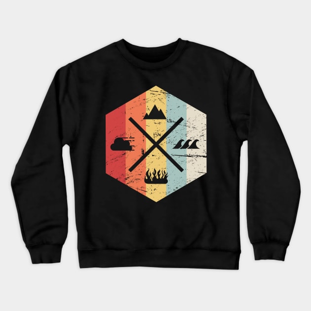 Retro Vintage Four Elements Icon Crewneck Sweatshirt by MeatMan